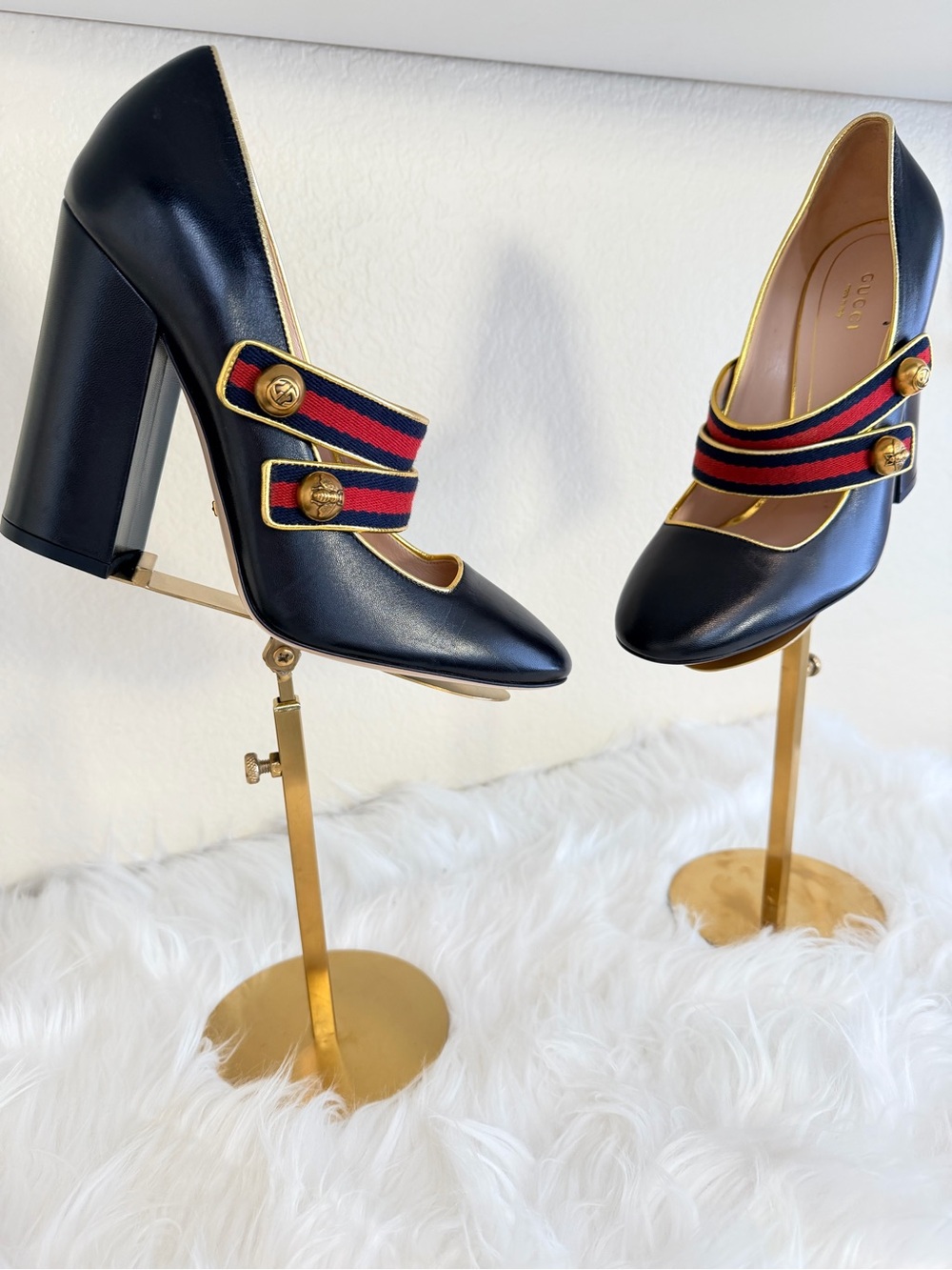 Gucci Mary Jane Pumps with Red-Blue Web Straps - Picture 2 of 8